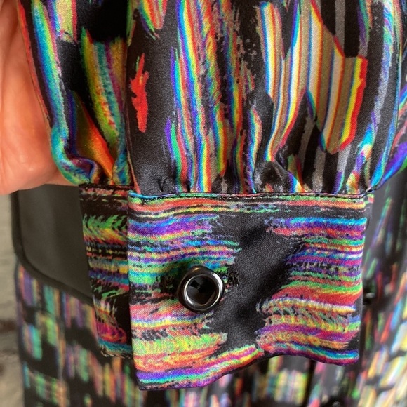 GILES Cinq a Sept SILK Dress Sz 40 US 4 Psychedelic Iridescent Maximalist Luxury - Picture 8 of 16